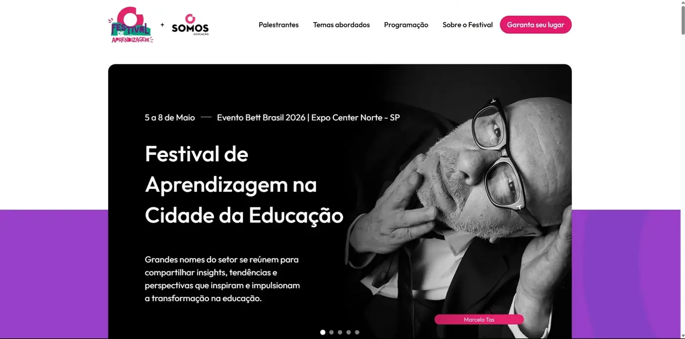 Página de reserva do Festival de Aprendizagem
