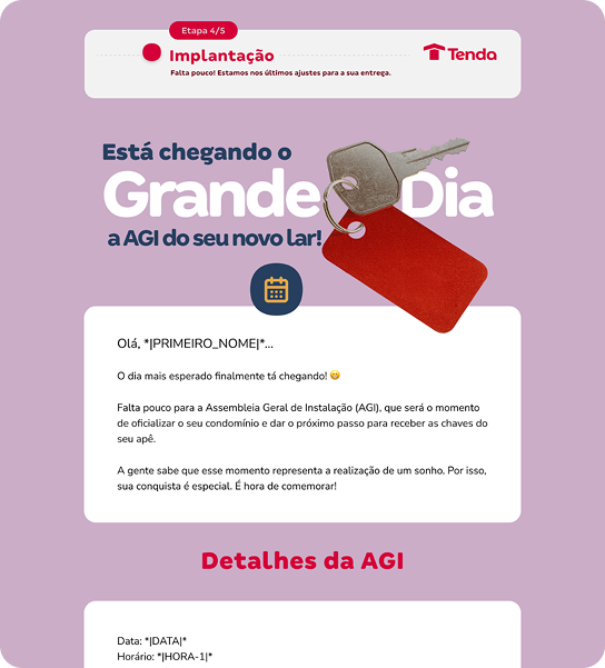 E-mail da etapa Implantação